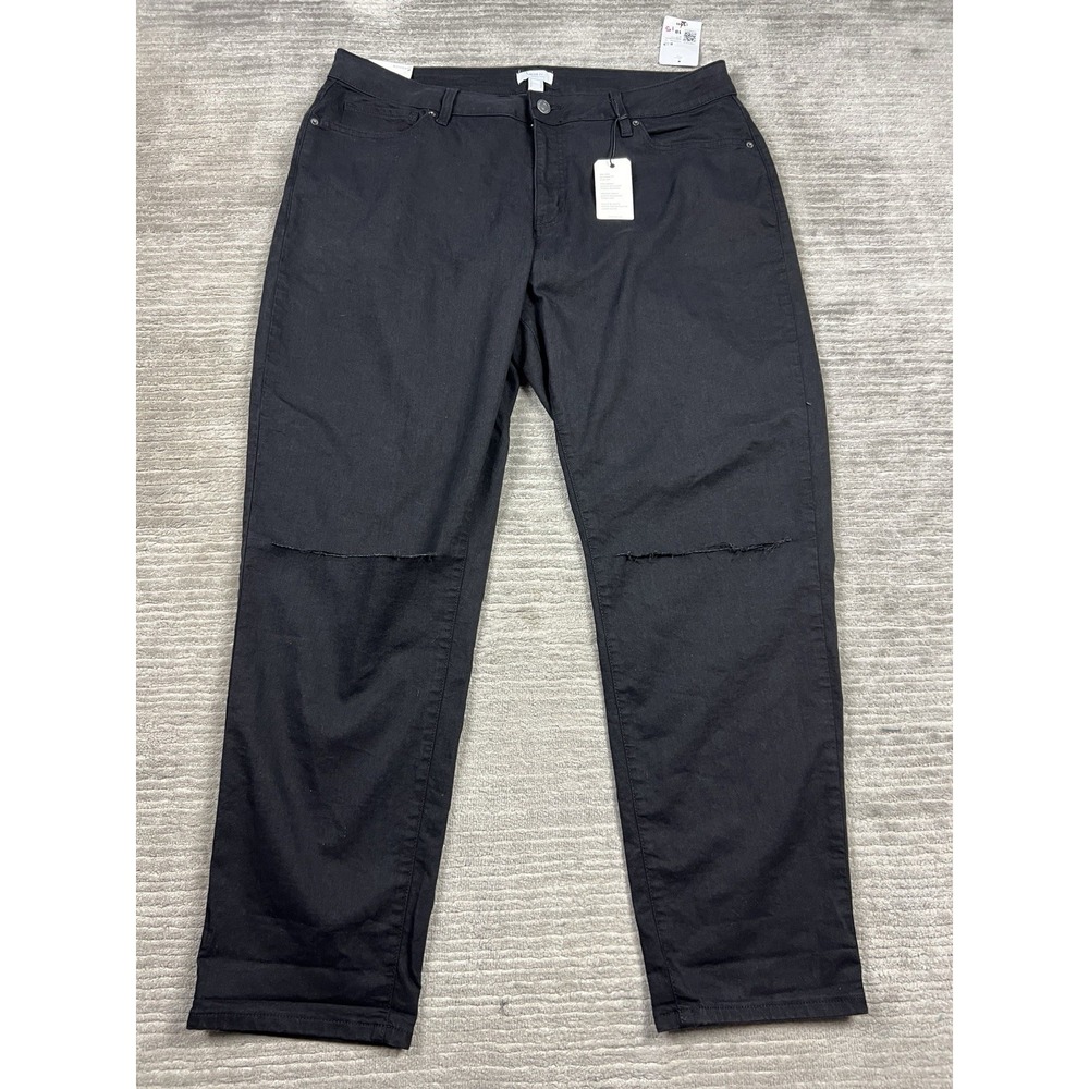 Forever 21 + Jeans Womens 18 Black‎ Boyfriend Distressed Knee NWT